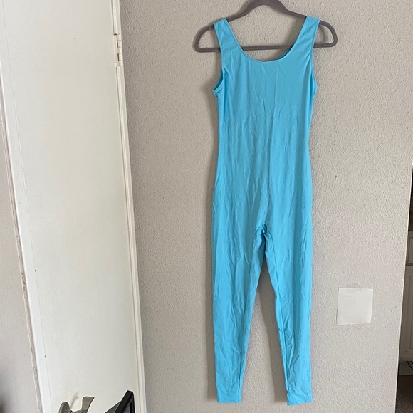 Seamless Blue Slimming Tank Unitard - Picture 1 of 6
